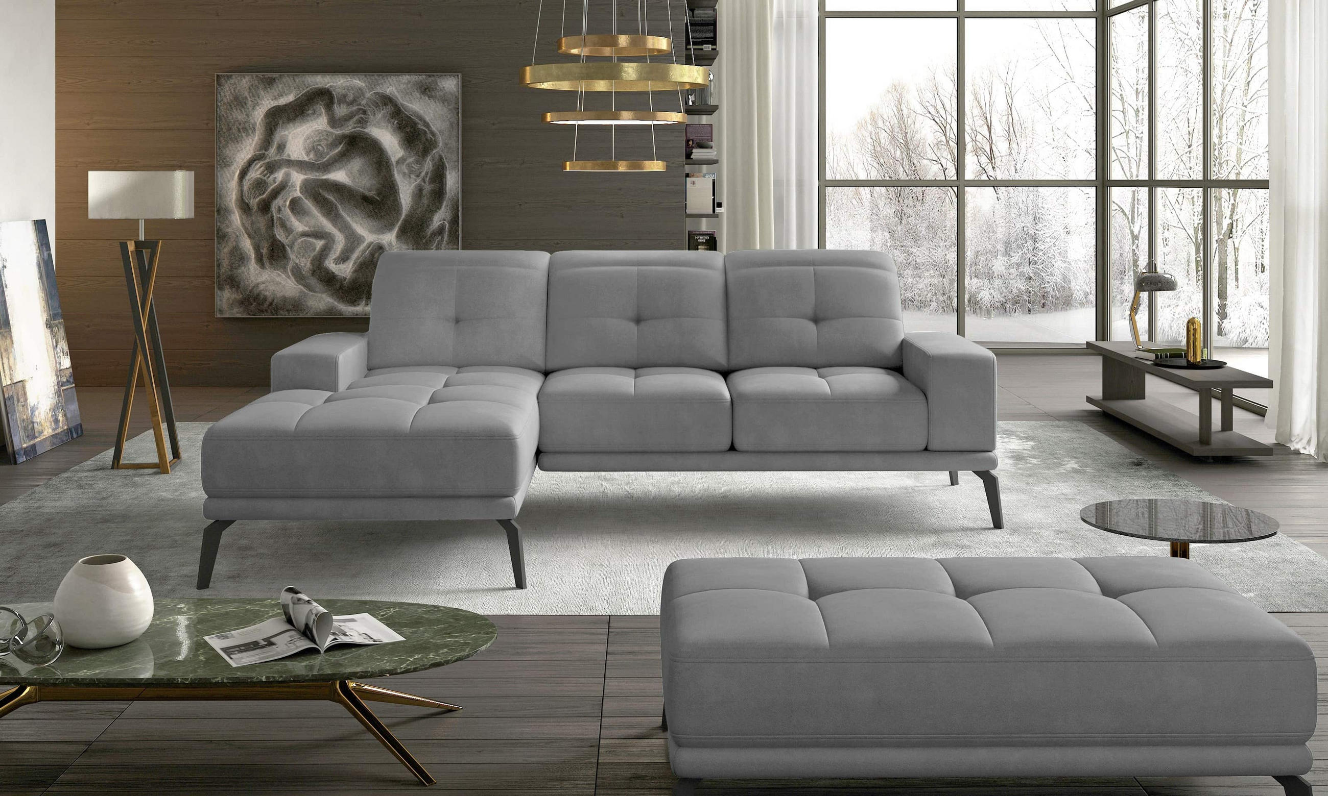 Thumbnail - Eltap Ecksofa, Grau, Textil, Uni, 4-Sitzer, L-Form,L-Form, 265x198 cm, Wohnzimmer, Sofas & Couches, Wohnlandschaften, Ec...