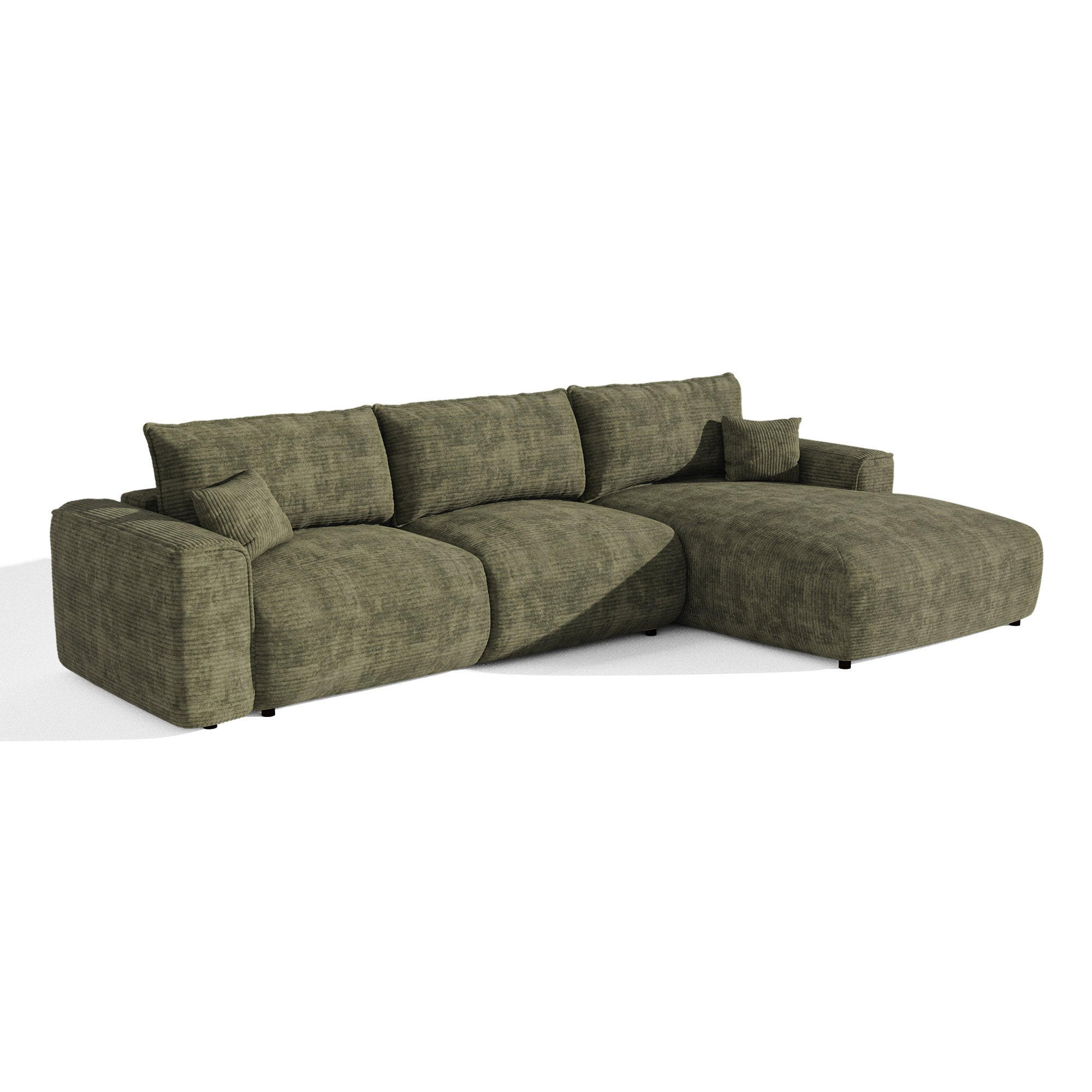 ECKSOFA rechtwinklig COMO Cord Olivgrün 297cm - Olivgrün/Grün, Textil (297/167cm) - Premium Interiors