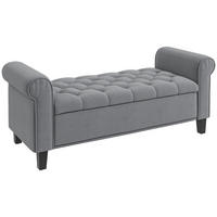 BETTBANK mit Stauraum für Schlafzimmer, bis 120 kg Belastbar, Grau - Grau, Kunststoff (48.5/57/126cm) - HOMCOM