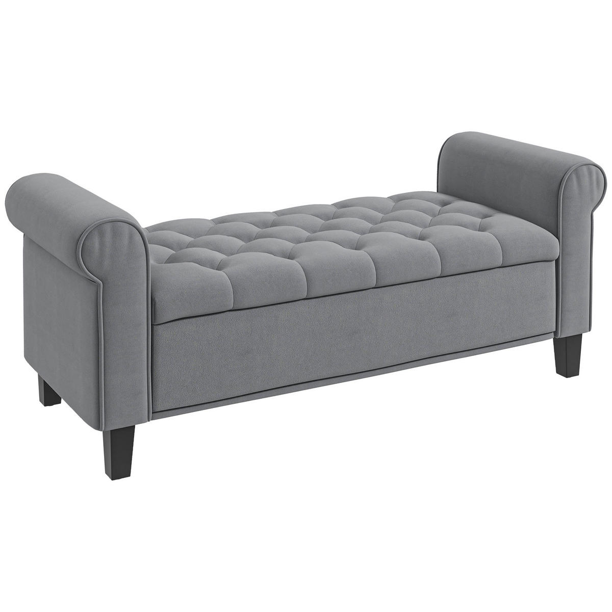 BETTBANK mit Stauraum für Schlafzimmer, bis 120 kg Belastbar, Grau - Grau, Kunststoff (48.5/57/126cm) - HOMCOM