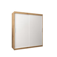 SCHWEBETÜRENSCHRANK 200/180/62 2-türig - Silberfarben/Weiß, Holz/Kunststoff (180/200/62cm) - Abiks Möbel