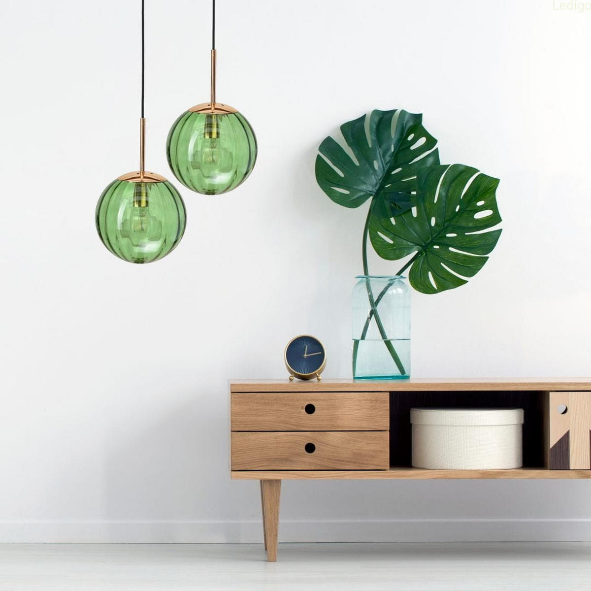 PENDELLEUCHTE Rome - Transparent/Goldfarben, Glas/Metall (20/20/110cm) - kiki design