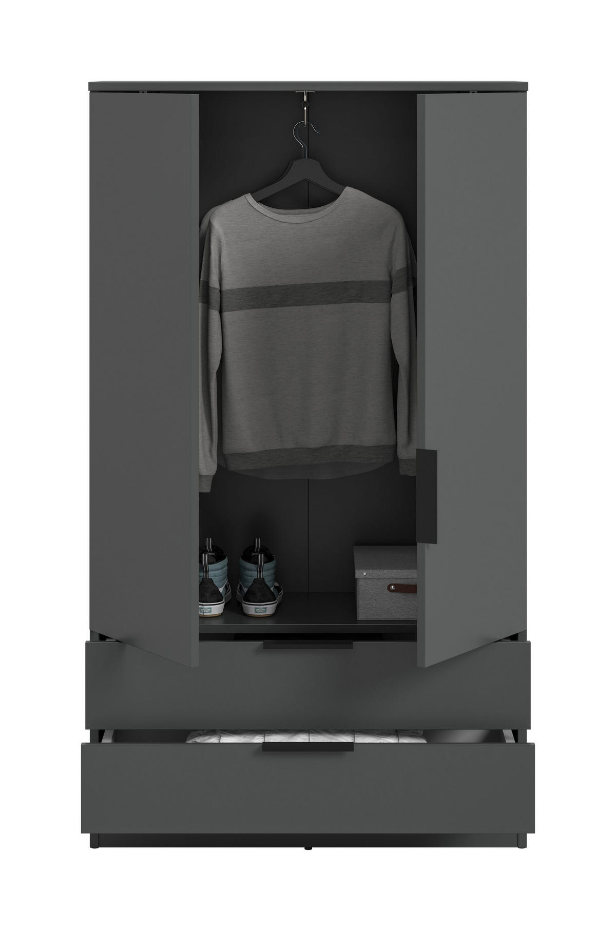 WÄSCHESCHRANK KOPENHAGEN (B/H/T: ca. 80/140/37 cm) in anthrazit/anthrazit - Anthrazit, Holzwerkstoff (80/140/37cm)