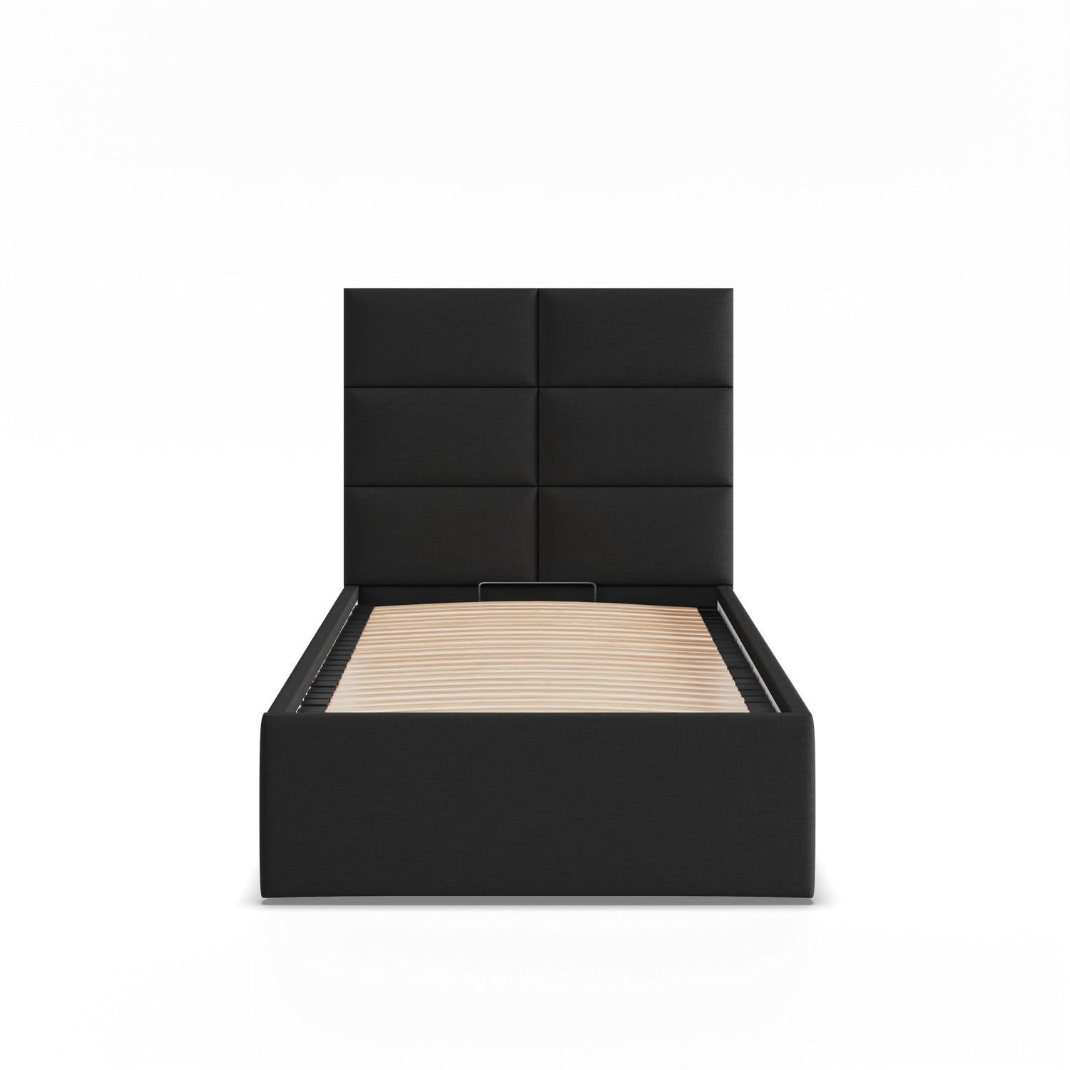 POLSTERBETT MIT KOPFTEIL 90x200 mit Bettkasten YORK, Schwarz - Schwarz, Textil (90/200cm) - Mebligo