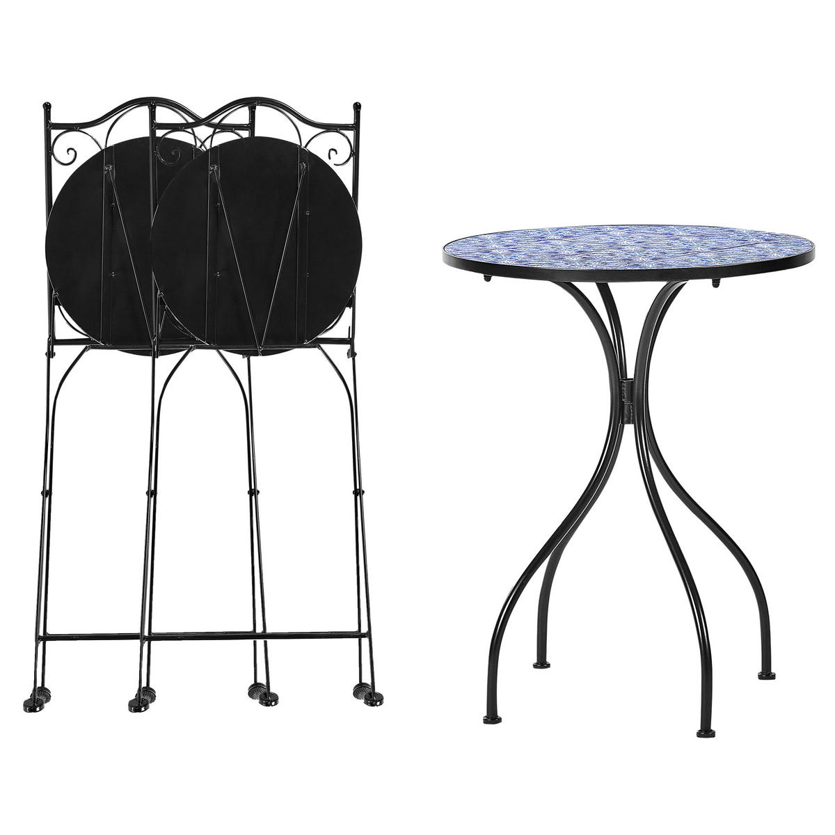 BALKONSET 2-Sitzer schwarz Cigliano - Blau/Schwarz, Metall - Beliani