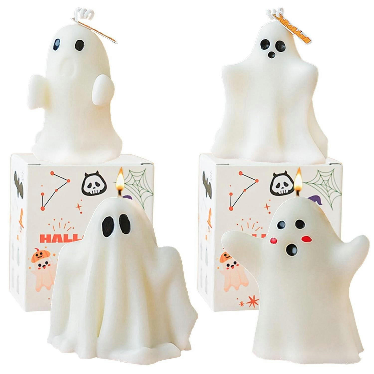 DUFTKERZEN 4-teiliges Set Gespenst Sojawachs Halloween - Weiß, Paraffin (5cm)