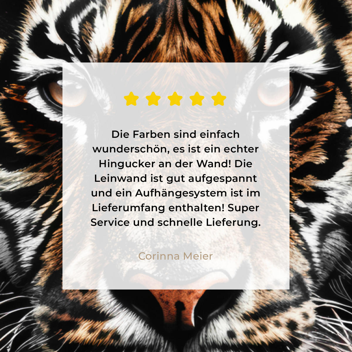 LEINWANDBILD Tiger - Tiere - Porträt - Luxus - Schwarz Wandbilder 80x60 cm - Anthrazit, Textil (80/60cm) - MuchoWow