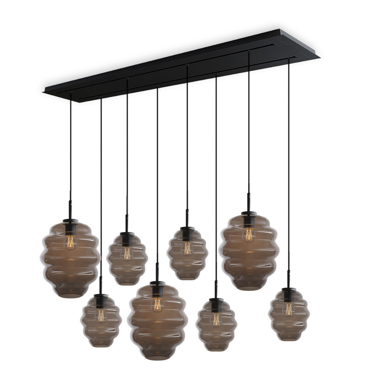 HÄNGELEUCHTE Echos 8-flammig Rauch Ø 18/25cm - Anthrazit/Schwarz, Glas (18/18/20cm) - s.luce