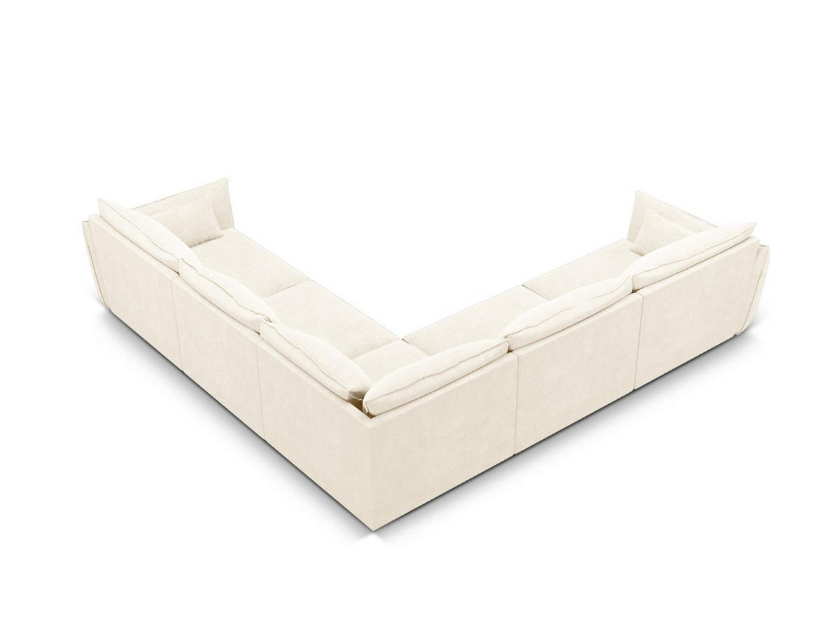 WENDBARES-ECKSOFA Kaelle aus Chenille-Stoff leichtes beige 7 Sitzplätze - Creme, Textil (286/286cm) - Micadoni