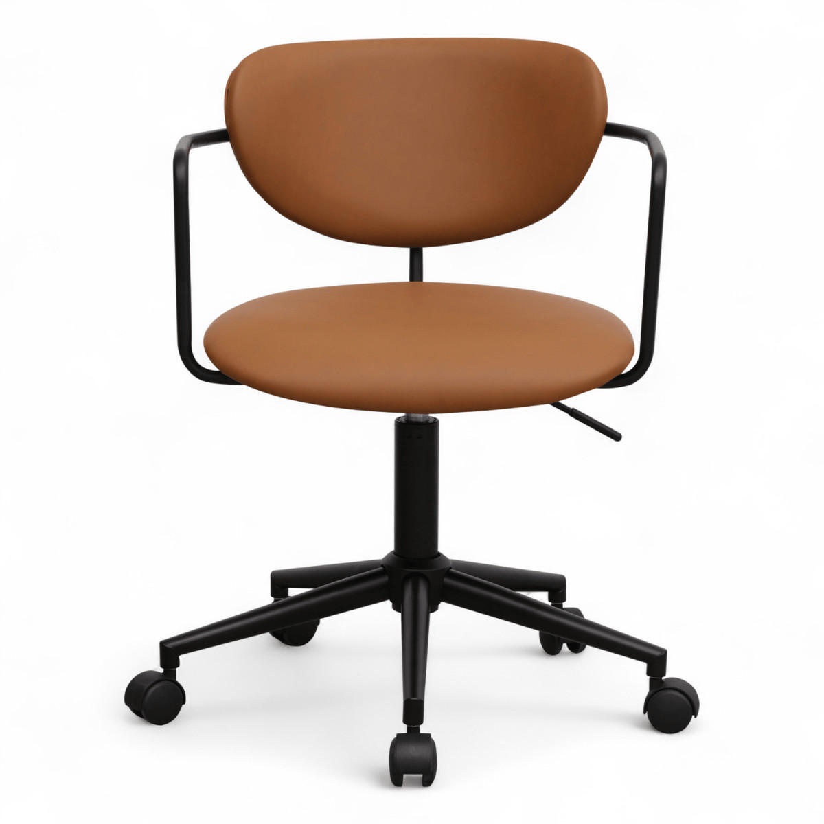 DREHSTUHL höhenverstellbar in Kunstleder Cognacbraun - Schwarz/Braun, Textil/Metall (54/71/57cm) - Furnhouse