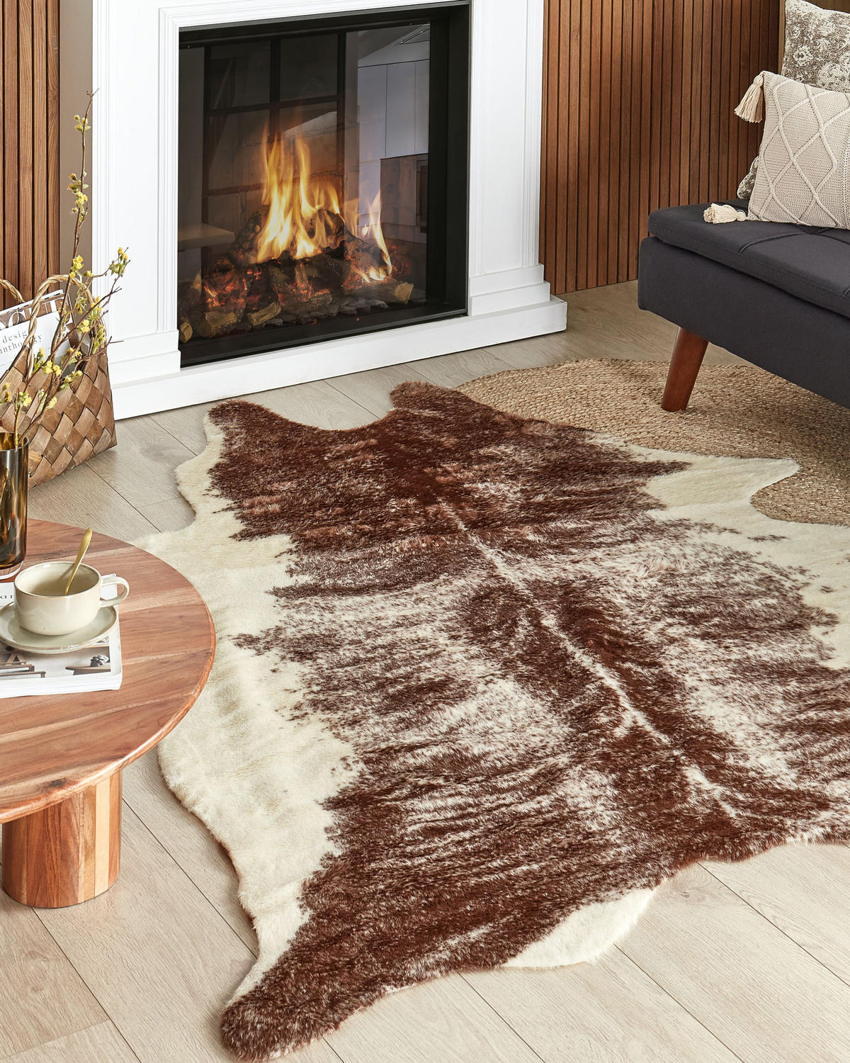KUHFELL-TEPPICH Zeil 200/150 cm - Beige/Braun, Textil (150/200cm) - Beliani