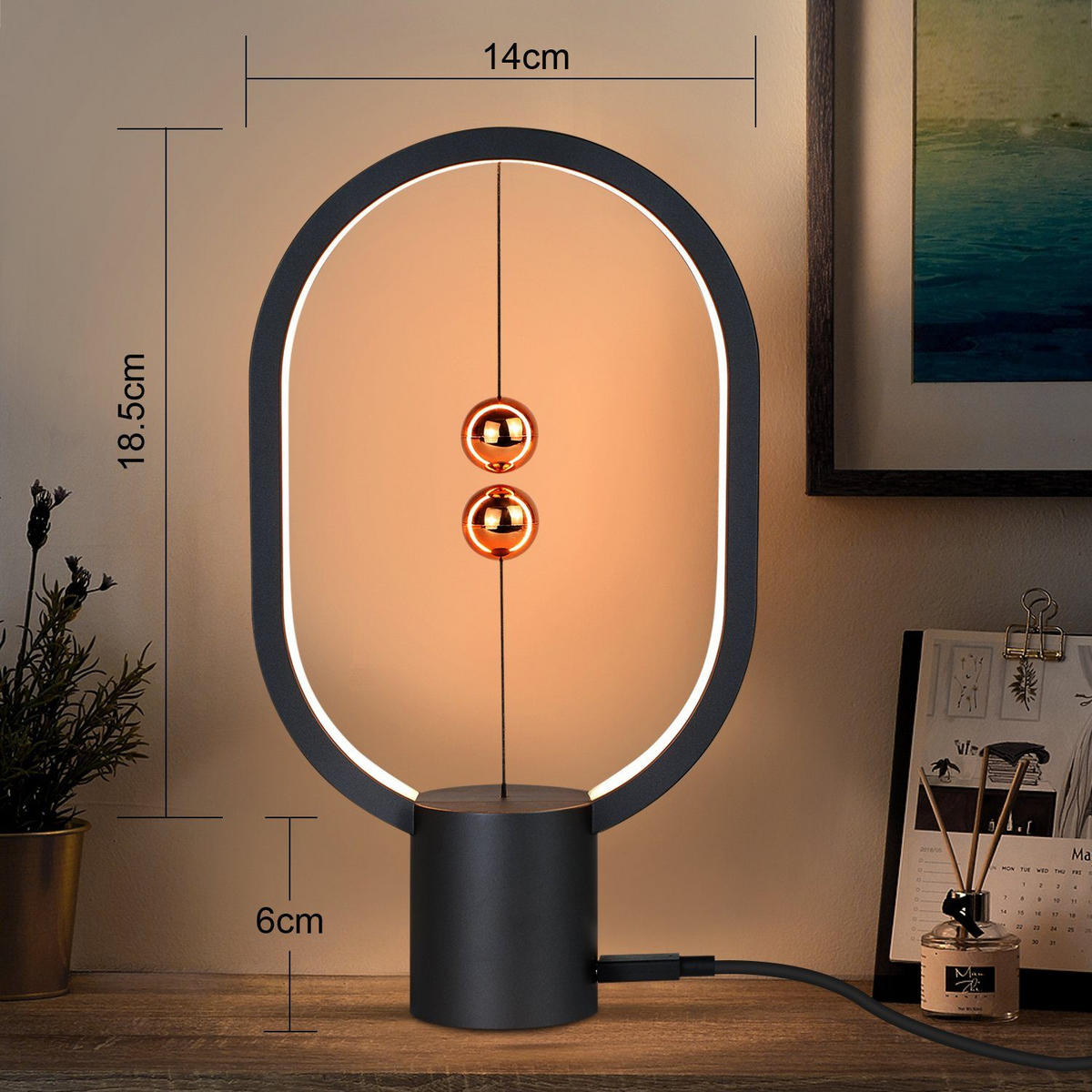 LED-TISCHLEUCHTE Ulm 6/14/24.5 cm - Schwarz, Metall (14/6/24.5cm) - Nettlife