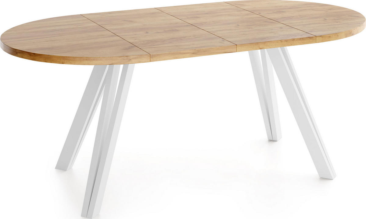 ESSTISCH Ravero runder ausziehbarer, Eiche Braun 100-180/100/77 cm - Eiche Wotan/Braun, Holz/Holzwerkstoff (100/180/76.5cm) - WFL GROUP
