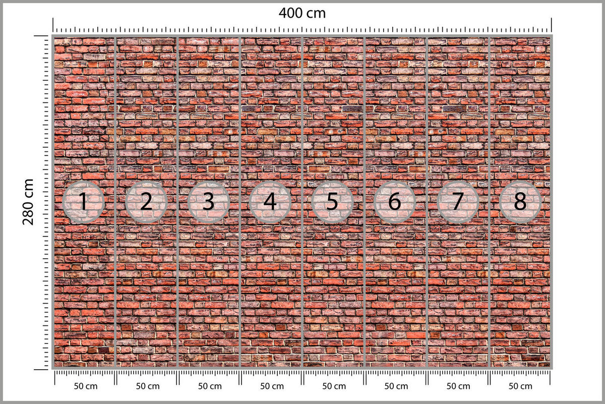 FOTOTAPETA Pre Obývaciu Izbu Stará Tehla Červená Stena Rustikálna 400 x 280 cm - oranžová/červená, papier (400/280cm) - Muralo