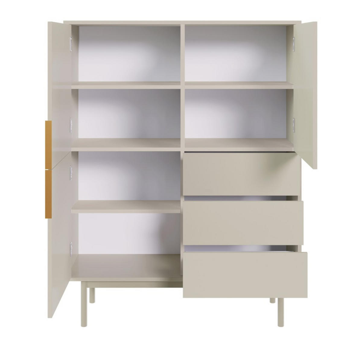 HIGHBOARD Viviaro Graubeige 104 cm - Greige/Goldfarben, Holz/Holzwerkstoff (104/134/39cm) - Selsey