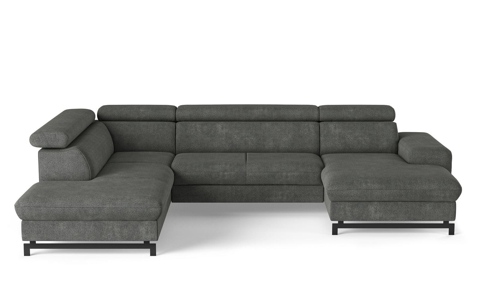 WOHNLANDSCHAFT mit Schlaffunktion und Bettkasten, Orlando-Stoff - Schwarz/Grau, Kunststoff/Textil (328/81/215cm) - Cotta