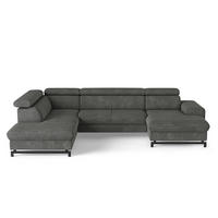 WOHNLANDSCHAFT mit Schlaffunktion und Bettkasten, Orlando-Stoff - Schwarz/Grau, Kunststoff/Textil (328/81/215cm) - Cotta
