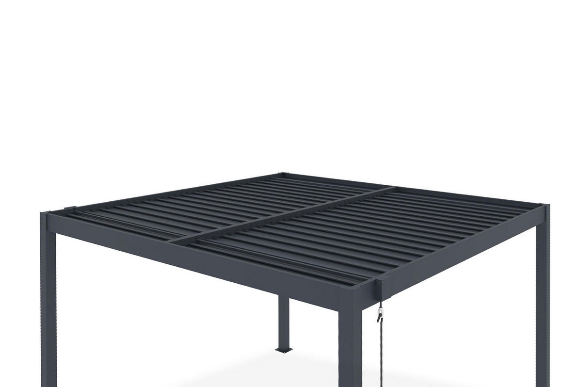 PERGOLA BIOKLIMATISCHE SELBSTTRAGENDE Piana grauem 3m x 3m - Grau, Metall (304/218/304cm) - Cazeboo