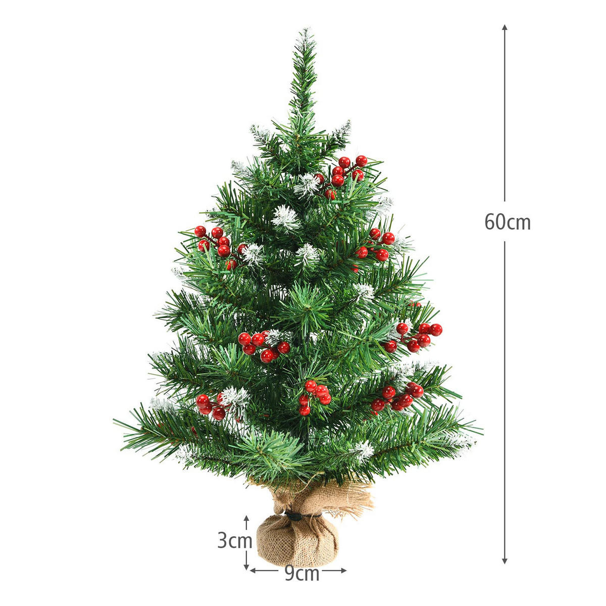 WEIHNACHTSBAUM Mini Tisch Tannenform mit Zementbasis 60 cm grün - Grün, Kunststoff (60cm) - COSTWAY