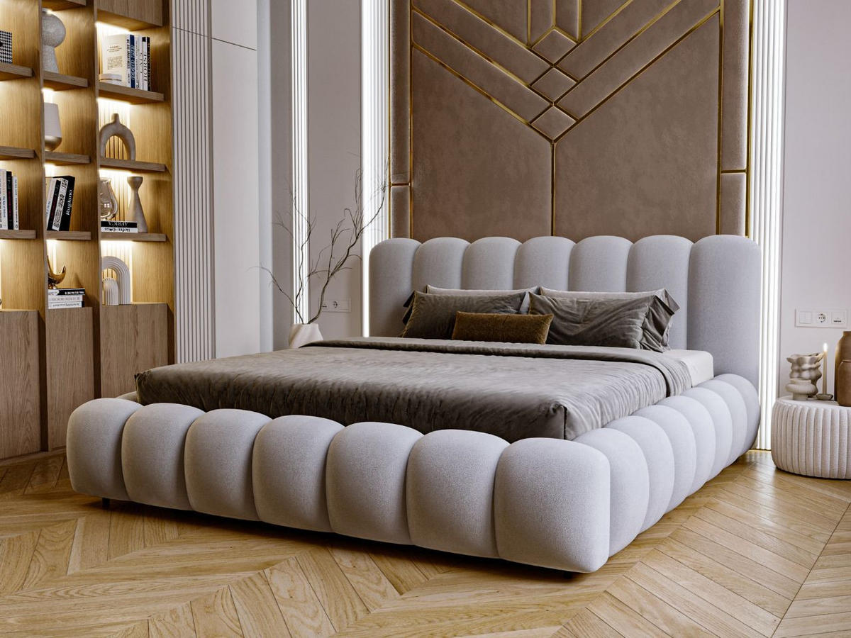 POLSTERBETT Averia 180x200 Hellgrau - Hellgrau, Textil (180/200cm) - Graingold