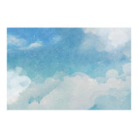 FOTOTAPETE Wolken Wasserfarben 288/190 cm - Blau, Papier (288/190cm) - Bilderwelten