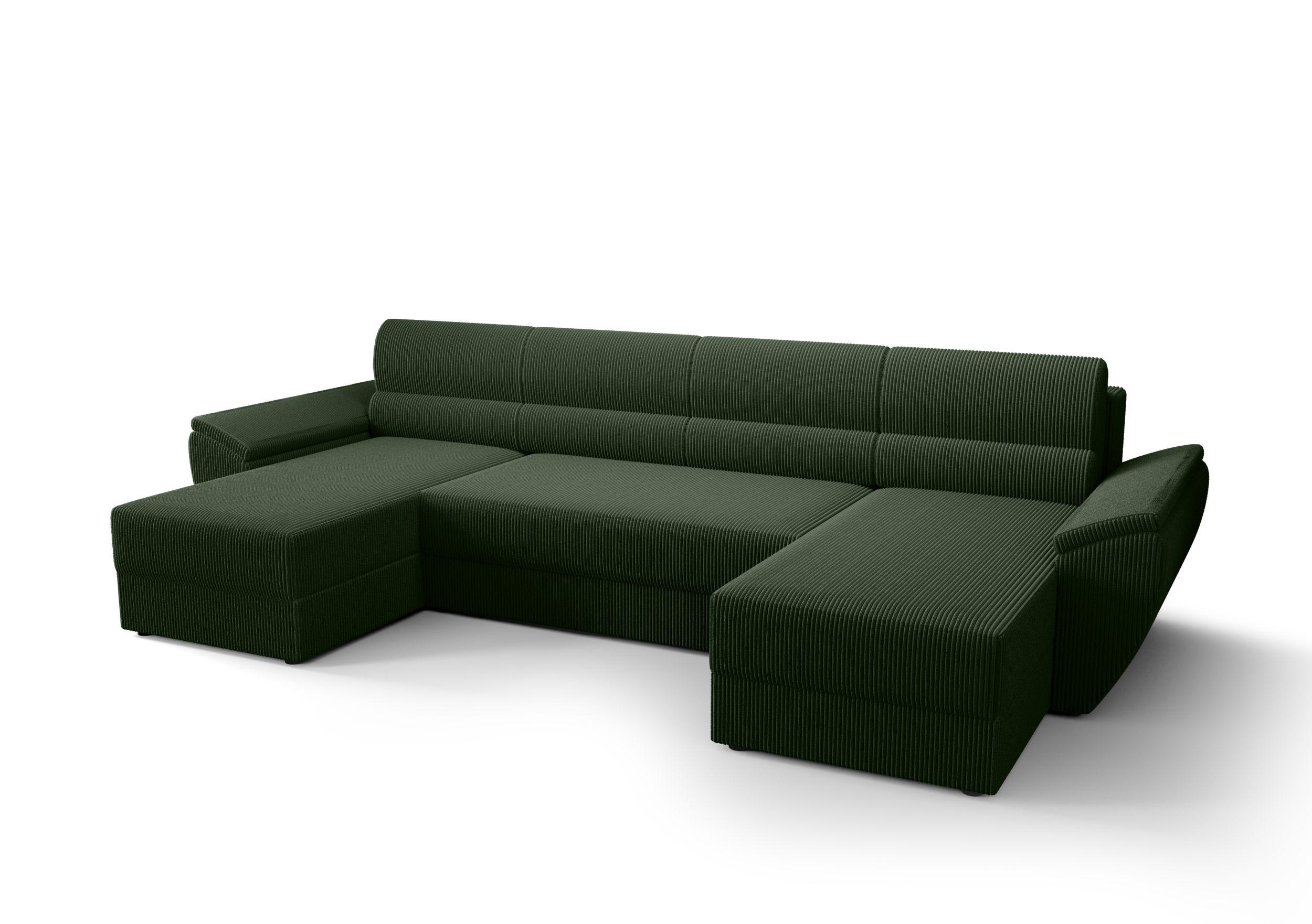 ECKSOFA REBIU2 Poso 14 mit Schlaffunktion - Dunkelgrün, Textil (326/86/140cm) - Bedante