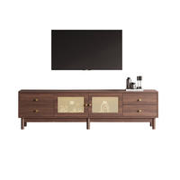 TV-SCHRANK aus Holzwerkstoff 180x35x44 cm Braun mit Rattantüren, 4 Schubladen, Kabelmanagement und hydraulischen Scharnieren - Rotbraun, Holzwerkstoff (180/44/35cm) - Modfu