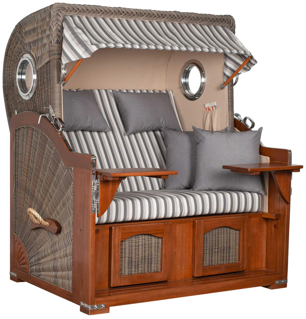 STRANDKORB XXL Düne Grande 2,5 Sitzer - Braun/Grau, Metall (142/170/95cm) - Mr. Deko