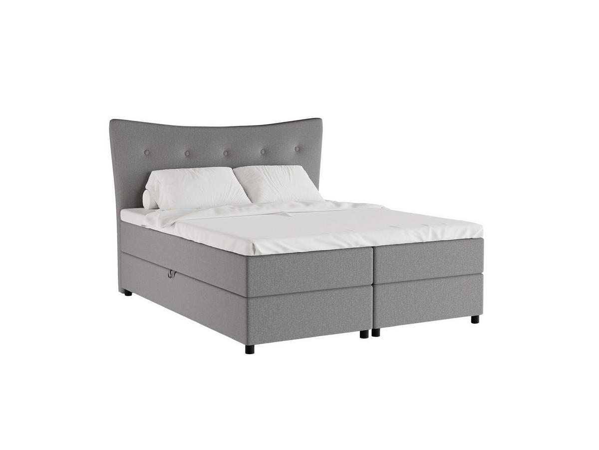 BOXBETT Nevada 160 x 200 cm Doppelbett mit hochwertiger Bonell-Matratze und Topper - beige - Beige, Holz (160/200cm) - Homesy