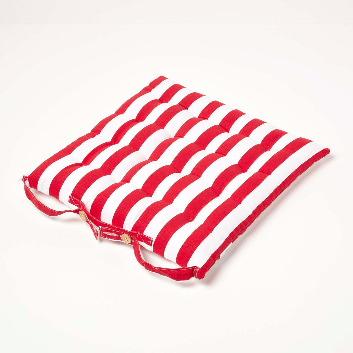 STUHLKISSEN 4er-Set, 40/40/5 cm rot-weiß gestreift - Rot, Textil (40/40/5cm) - Homescapes