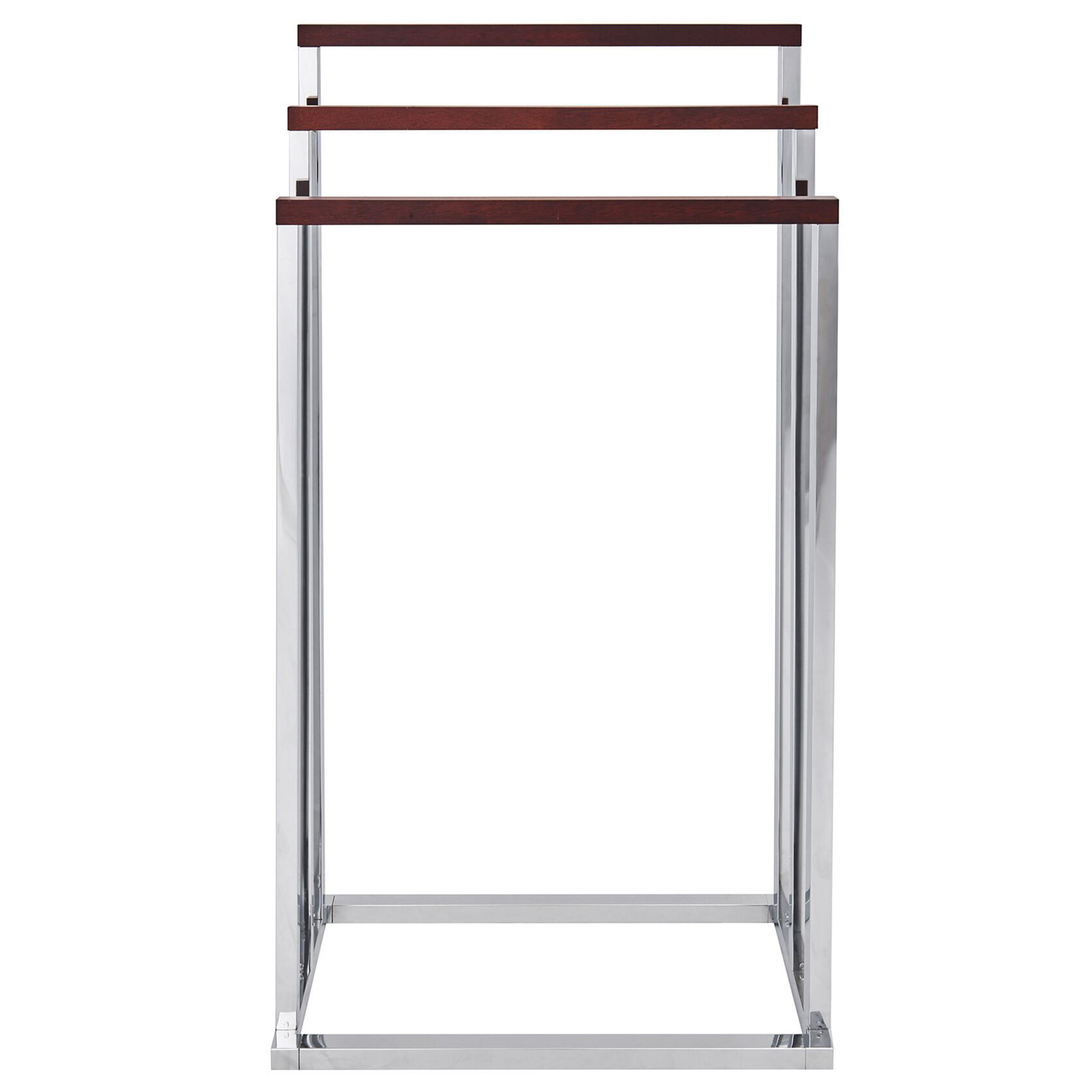HANDTUCHSTÄNDER silber/dunkelbraun 45 x 84 cm 3 Arme Charras - Dunkelbraun/Silberfarben, Metall (45/84/21cm) - Beliani