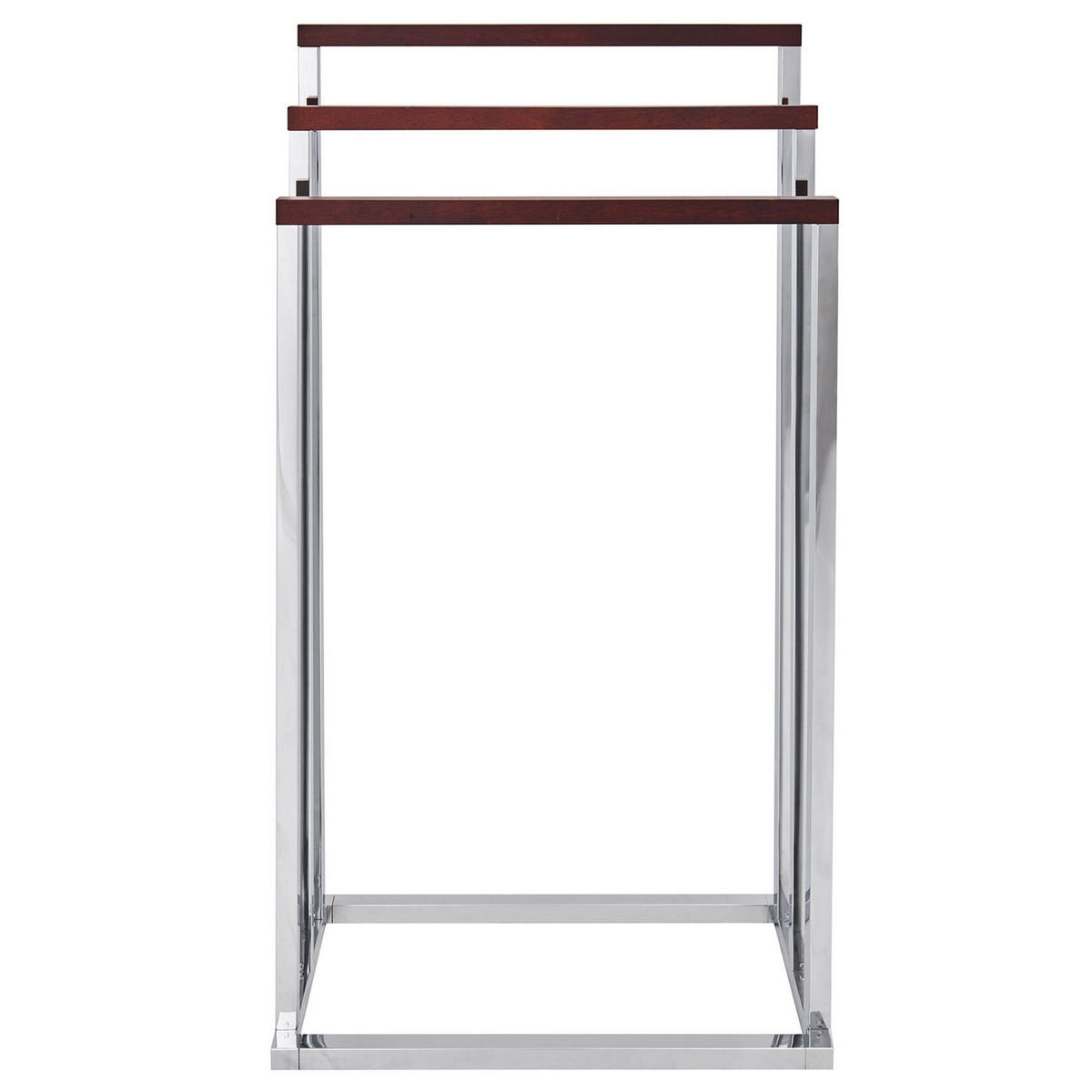 HANDTUCHSTÄNDER silber/dunkelbraun 45 x 84 cm 3 Arme Charras - Dunkelbraun/Silberfarben, Metall (45/84/21cm) - Beliani