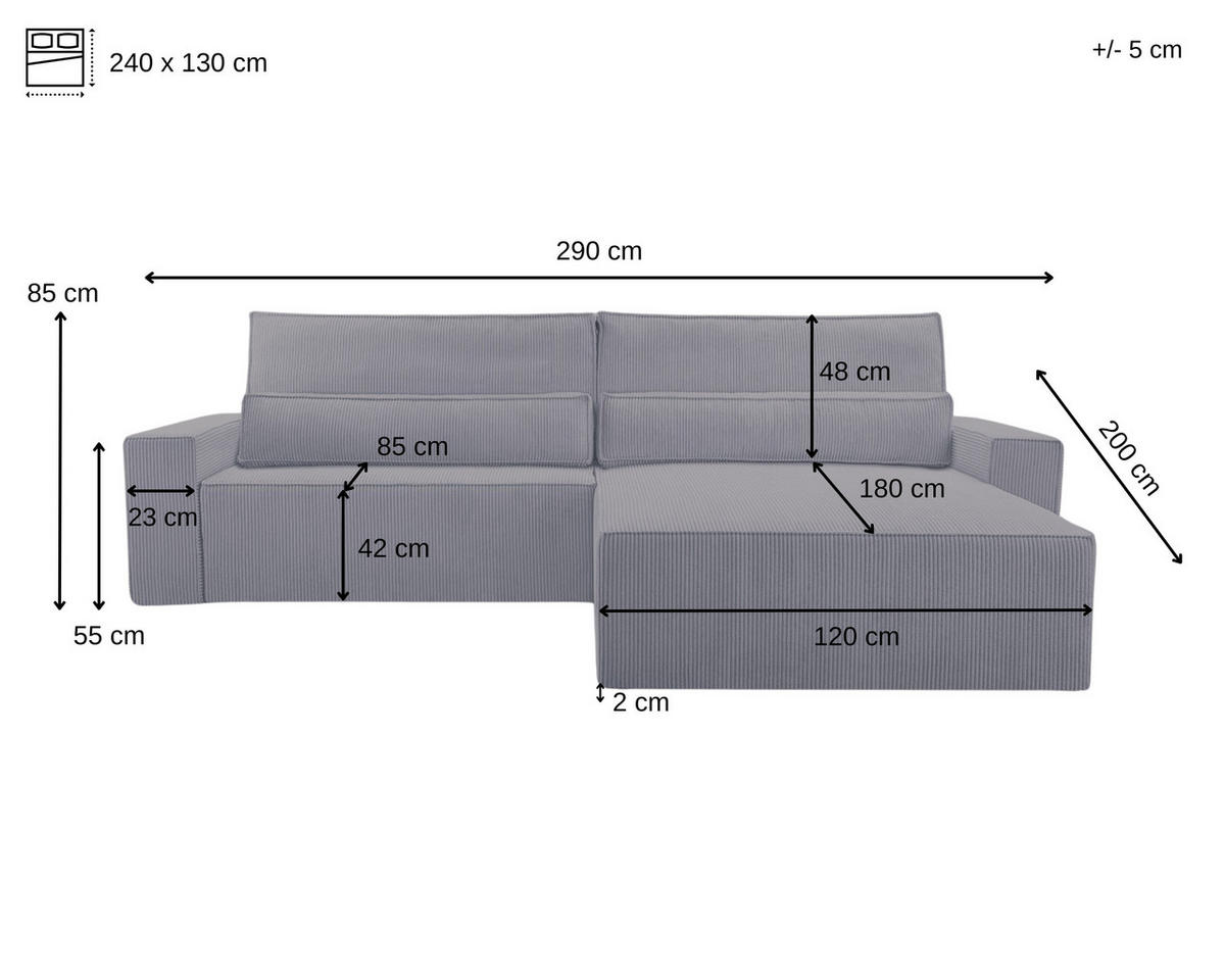 ECKSOFA - Denver L - Weiß - Weiß, Holz (290/200cm) - Möblo