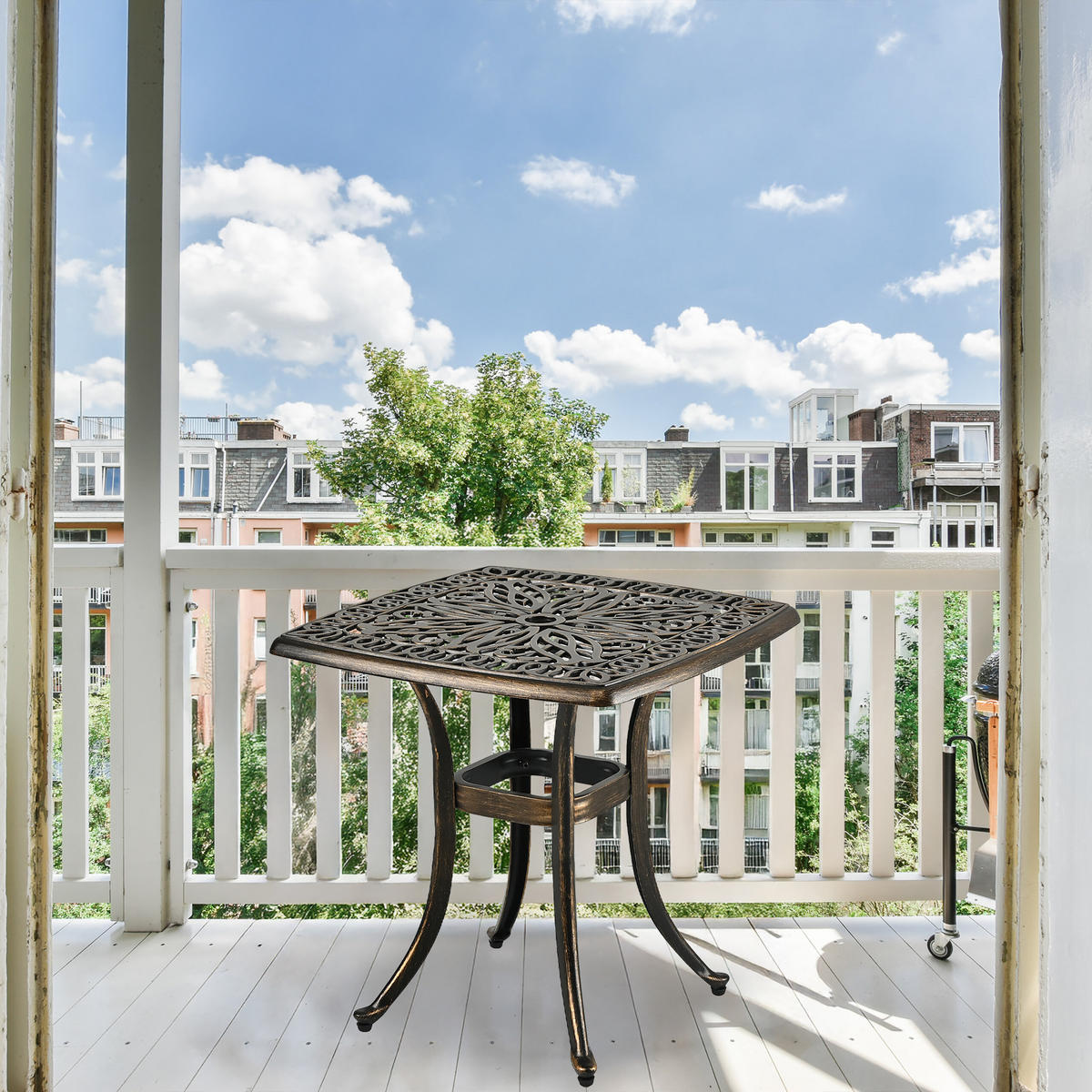 GARTENTISCH - Schwarz, Kunststoff/Metall (53/53/53cm) - Relaxdays