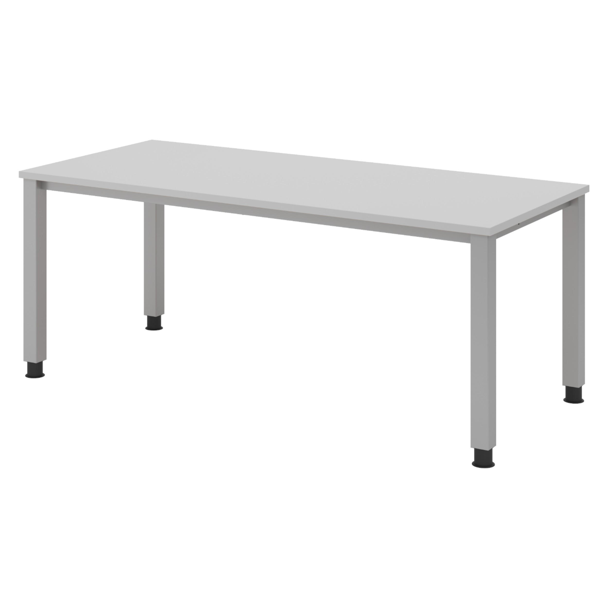 SCHREIBTISCH Serie-Q Gestell: Silber 80/180/74 cm in Grau - Grau, Holzwerkstoff (80/180/74cm) - bümö