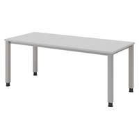 SCHREIBTISCH Serie-Q Gestell: Silber 80/180/74 cm in Grau - Grau, Holzwerkstoff (80/180/74cm) - bümö