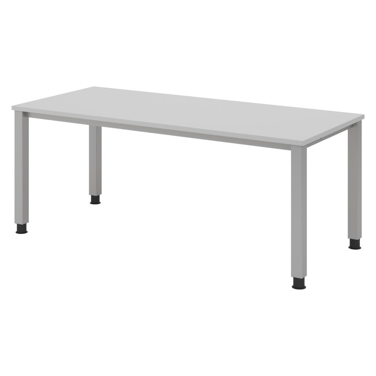 SCHREIBTISCH Serie-Q Gestell: Silber 80/180/74 cm in Grau - Grau, Holzwerkstoff (80/180/74cm) - bümö