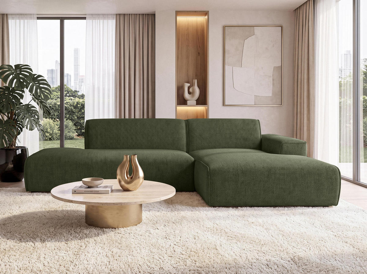ECKSOFA L Form Didim Duo Grün 288/162/80 cm – stilvolle kleine Eckcouch Rechts - Schwarz/Grün, Kunststoff/Textil (162/288cm) - AX Living
