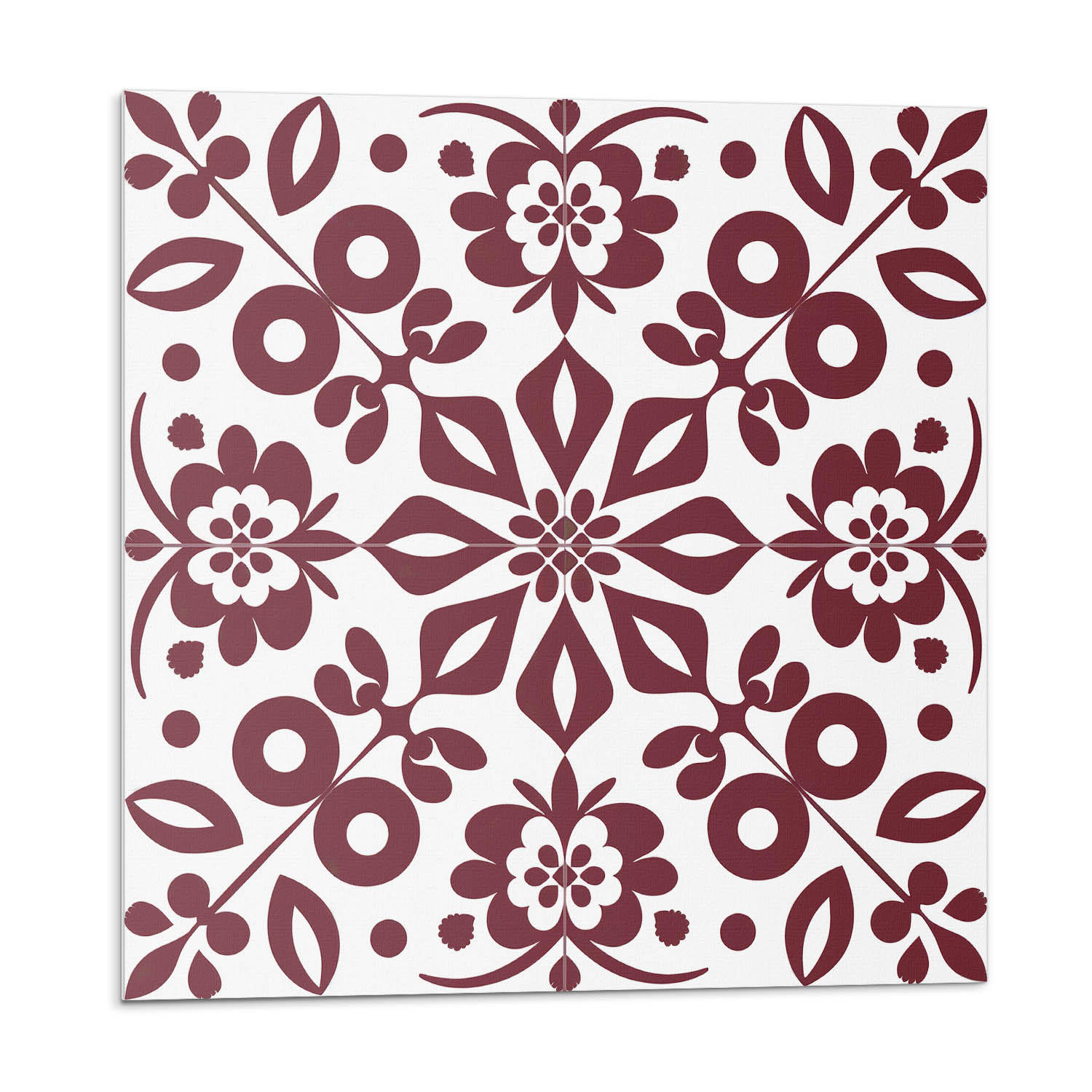WANDPANEEL 4x 50x50 cm selbstklebend Rosaria - Bordeaux, Kunststoff (50/1.6/50cm) - Wallfluent