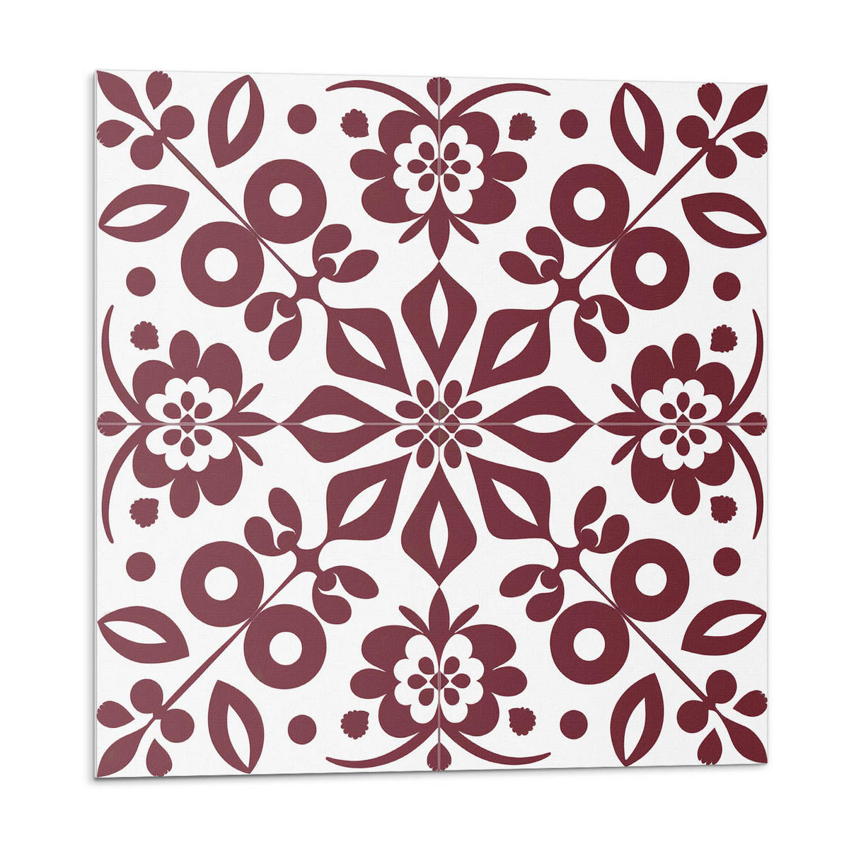 WANDPANEEL 4x 50x50 cm selbstklebend Rosaria - Bordeaux, Kunststoff (50/1.6/50cm) - Wallfluent