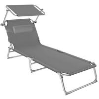SONNENLIEGE Chloé, 190 x 68 x 111 cm, mit Seitentasche, grau - Grau, Kunststoff (68/65/190cm) - tectake