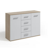 KOMMODE GIACOMO II 112/85/33 cm mit 4 Schubladen 2 Türen Sonoma Eiche - Weiß/Sonoma Eiche, Holzwerkstoff (112/85/33cm) - MASSENO