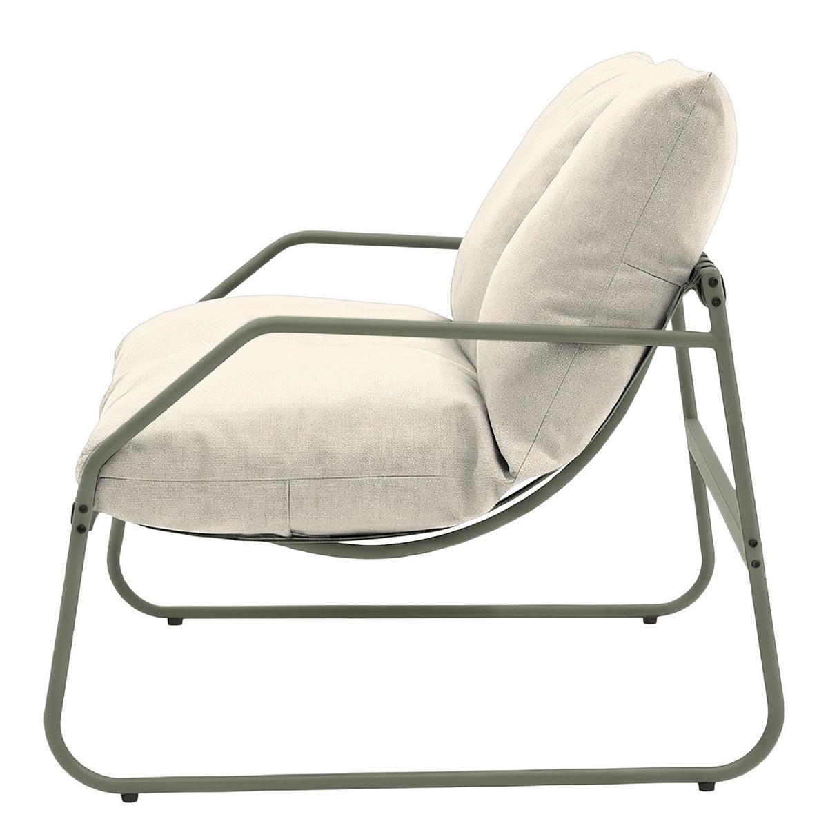 LOUNGEGRUPPE - 4-teilig - Stahl / Webstoff - Salbeigrün, Glas/Textil - home24