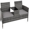 RATTAN GARTENSITZBANK Narbonne,131 x 59 x 82 cm,grau/hellgrau - Grau, Kunststoff (61/82/131cm) - tectake