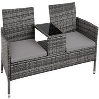 RATTAN GARTENSITZBANK Narbonne,131 x 59 x 82 cm,grau/hellgrau - Grau, Kunststoff (61/82/131cm) - tectake