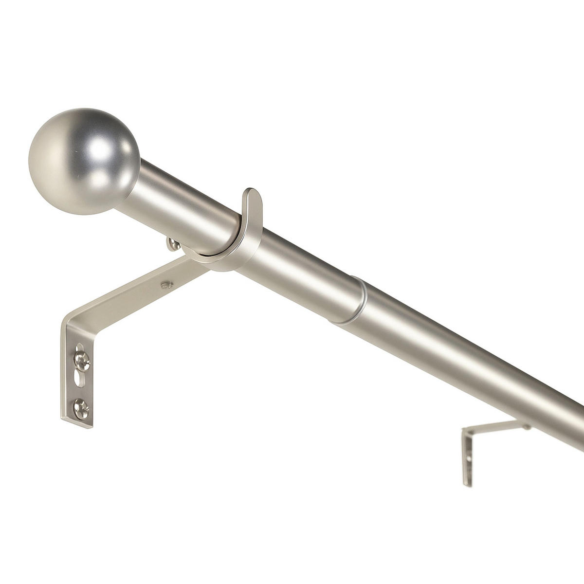 GARDINENSTANGE ausziehbar 120-210cm 1-Lauf Flexa Kugel - Silberfarben, Metall (120cm) - Deco-Raum