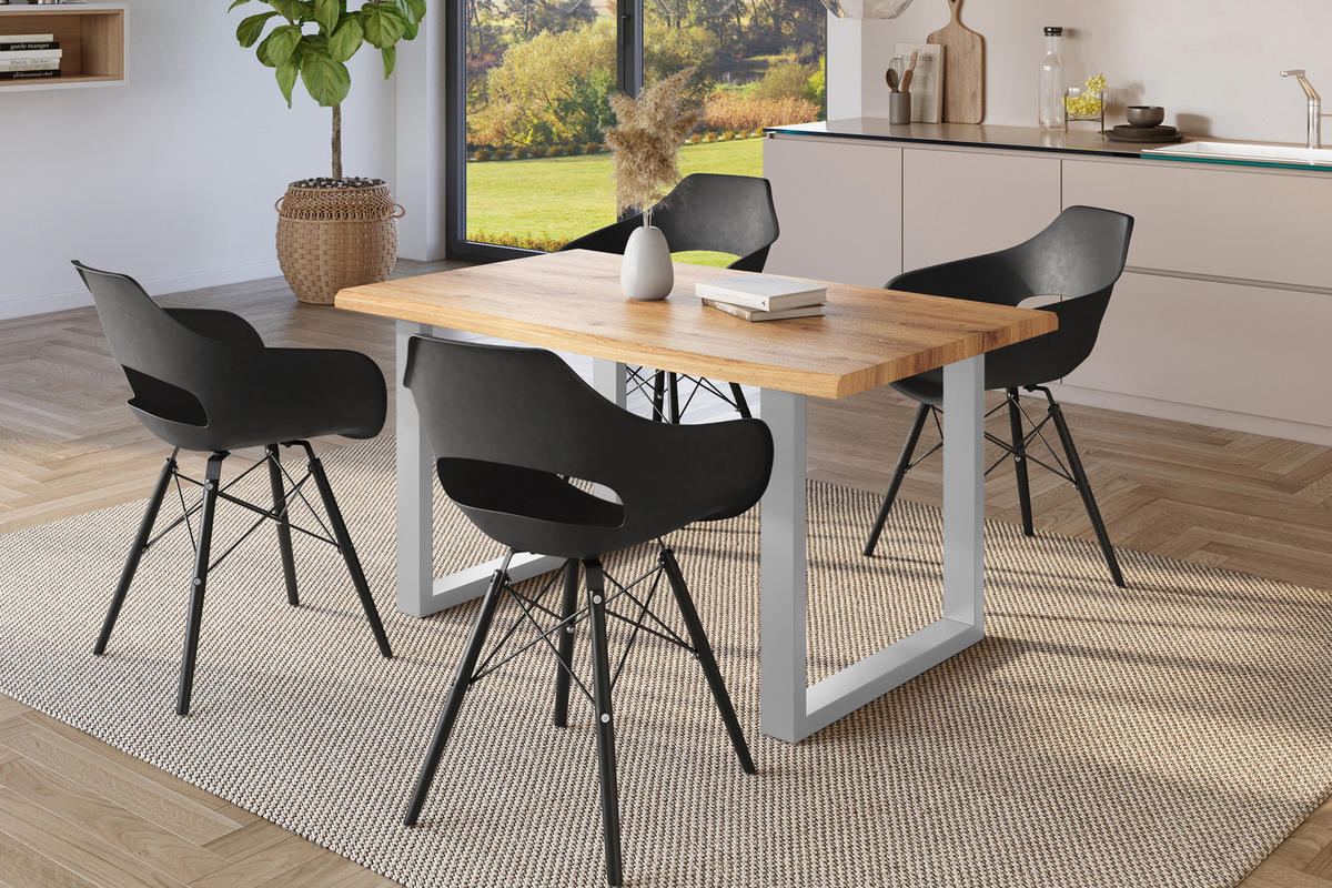 ESSTISCH JULIUS U - Wildeiche/Eichefarben, Holz (85/160/77cm) - SAM