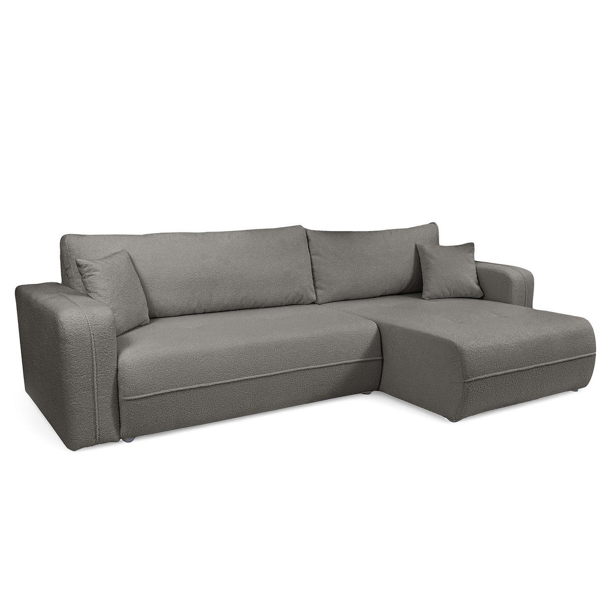 ECKSOFA mit Schlaffunktion - 272 cm - Dunkelgrau/Schwarz, Kunststoff/Textil (272/145cm) - home24