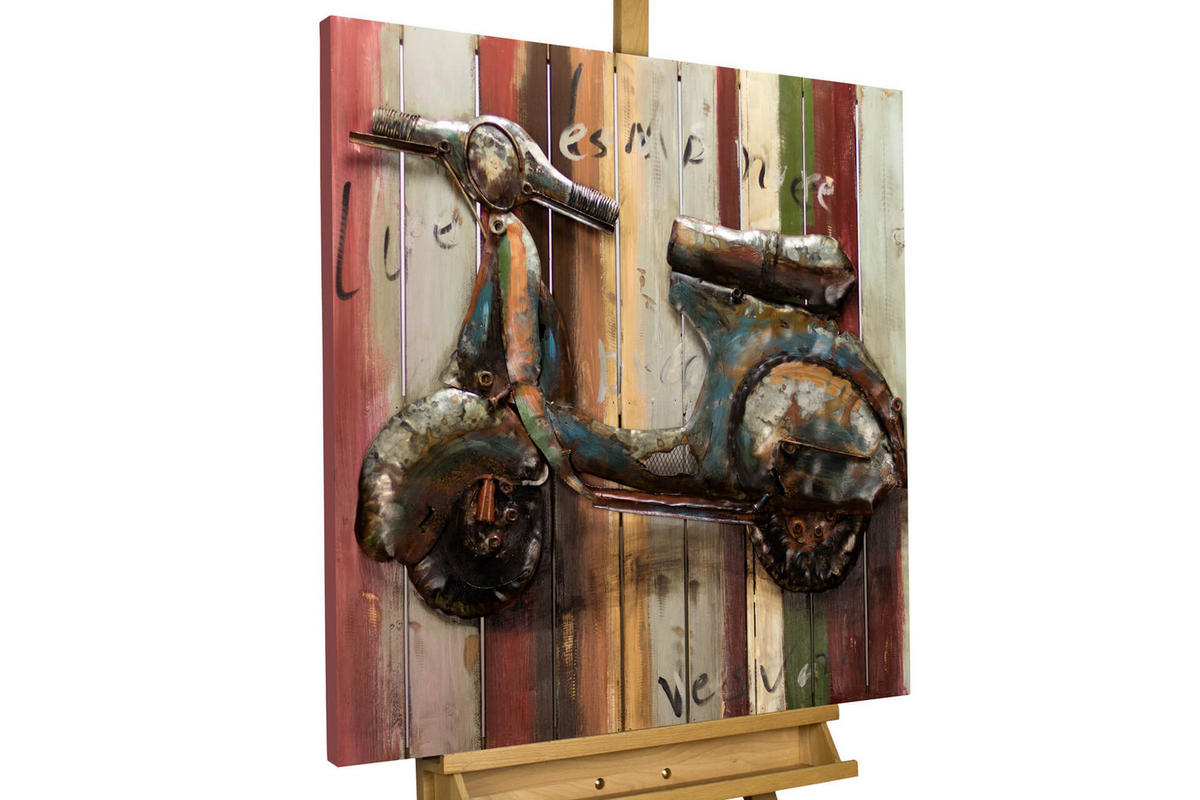 METALLBILD Bunt 80/80 cm - Multicolor, Metall (3.8/80cm) - KUNSTLOFT