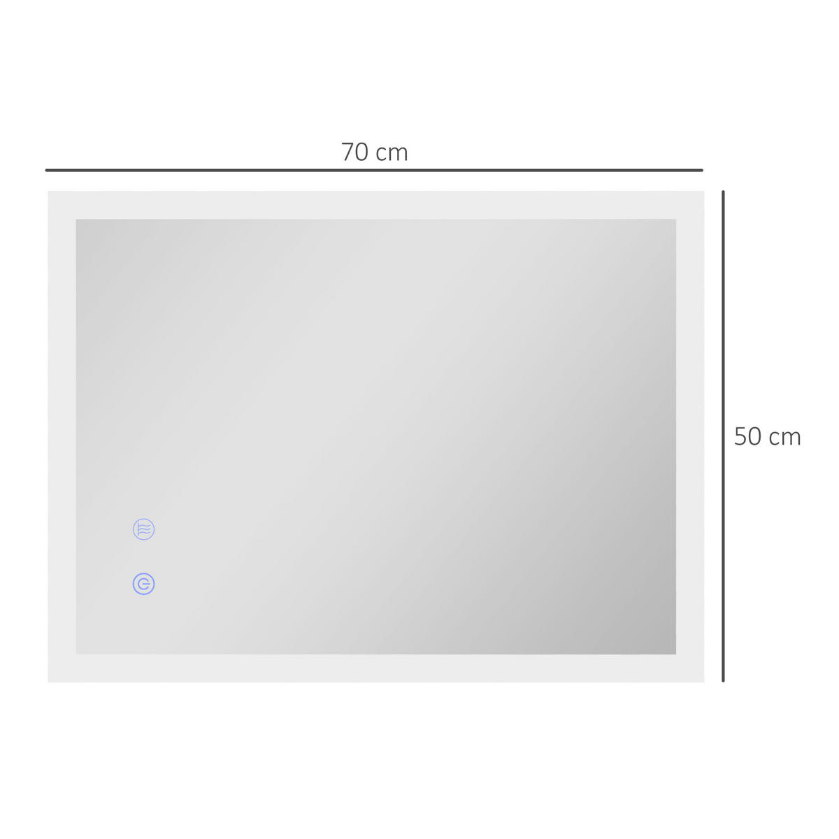 BADSPIEGEL, Badezimmerspiegel mit LED-Beleuchtung, Memory-Funktion, 70 x 50 cm - Silberfarben, Glas (50/3/70cm) - Kleankin